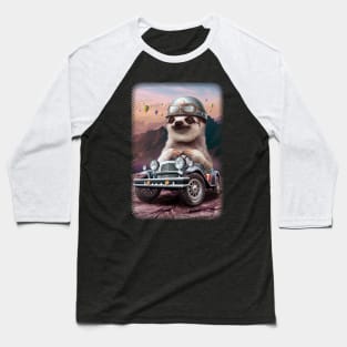 SLOTH ON RACING CAR Baseball T-Shirt